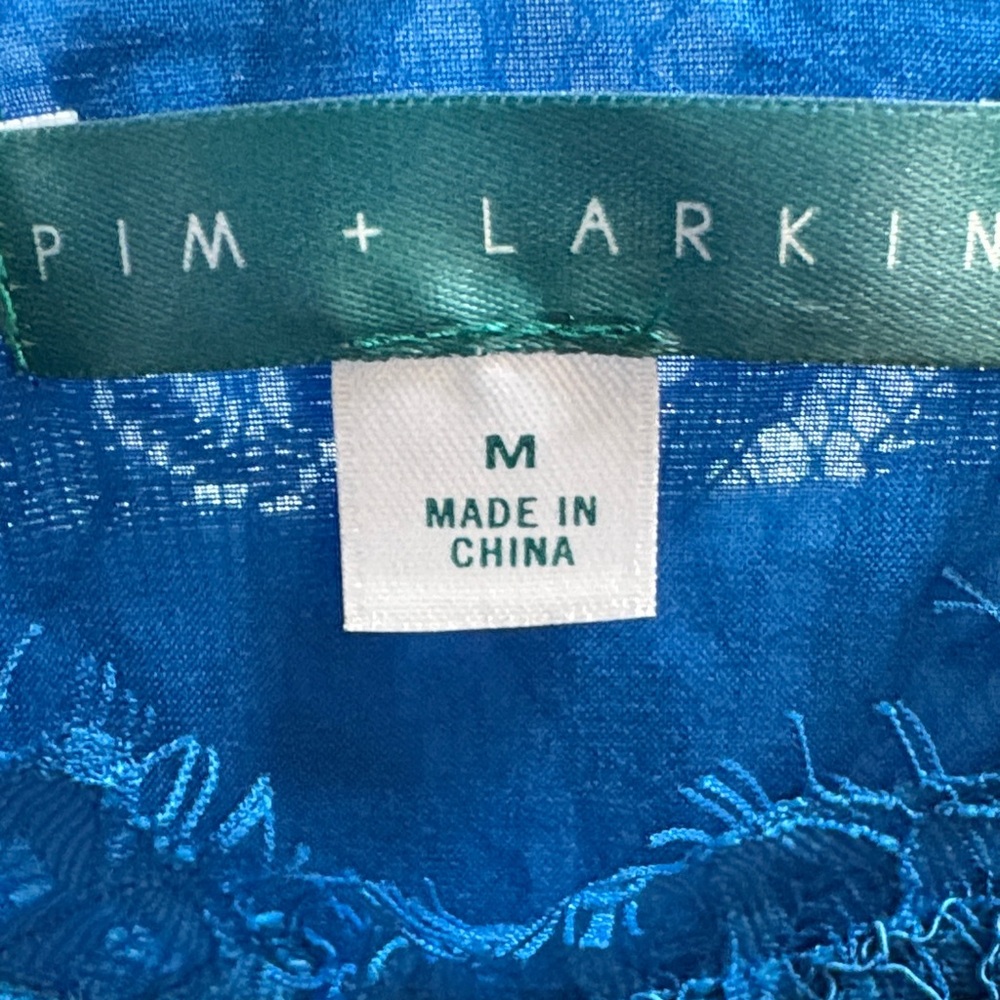 Pim + Larkin Vibrant Blue Lace Blouse - Picture 2 of 3